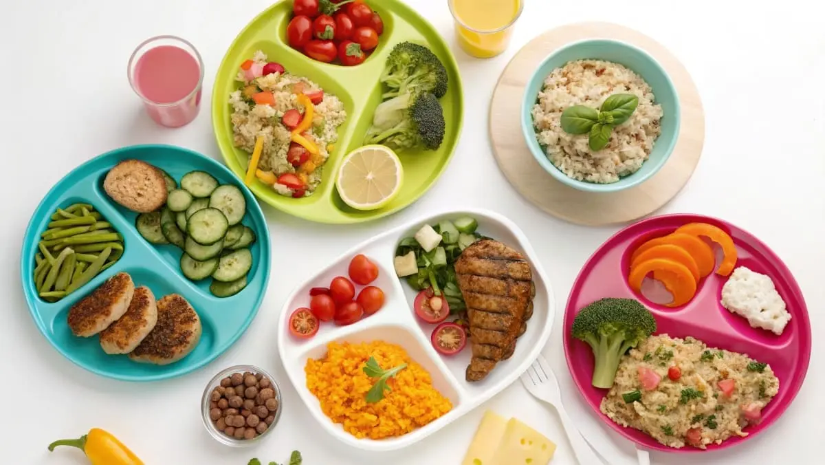 Variety of colorful and appealing kid friendly recipes , including options for different dietary needs.