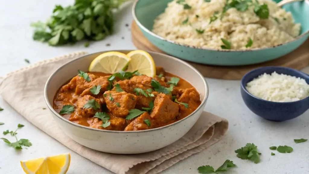 Best Keto Butter Chicken Store Bought Brands & How to Make Them Even Better: A Chef's Guide 7 Homemade Keto Butter Chicken in a serving bowl, a delicious and healthy low-carb Indian dish.