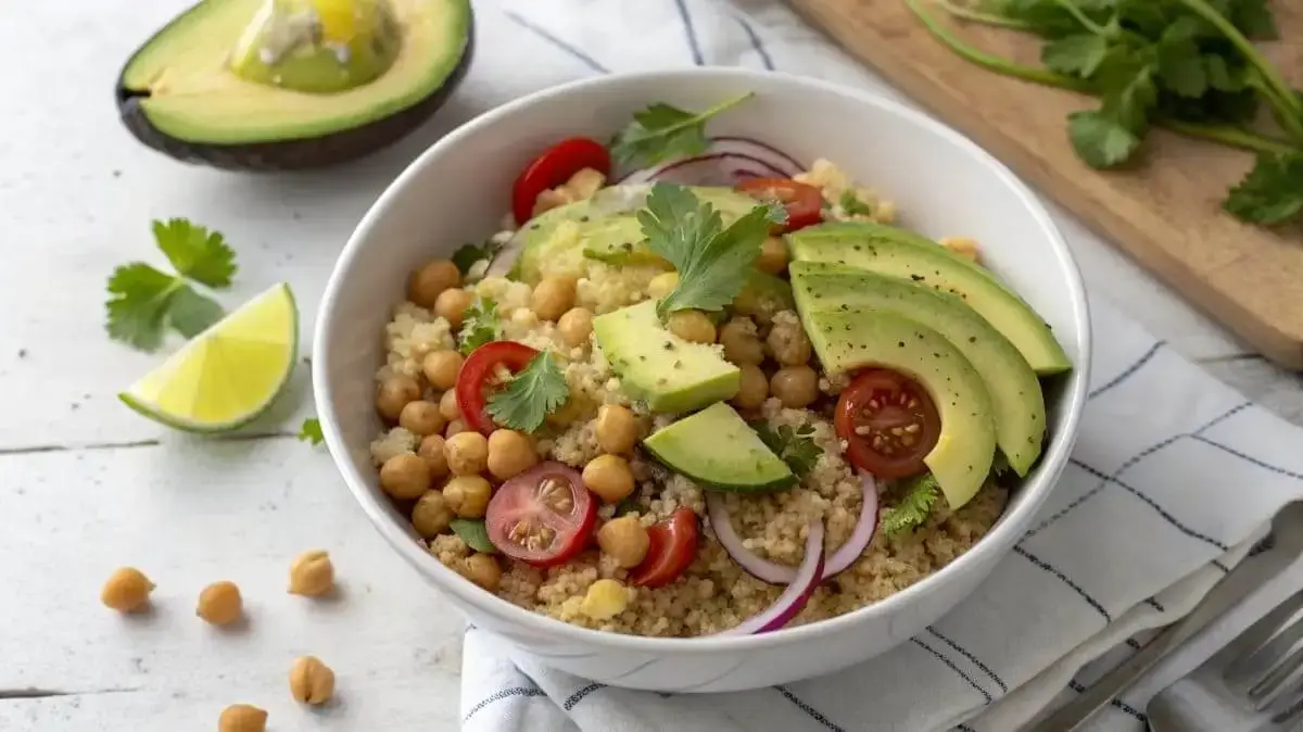 Quinoa Salad with Chickpeas and Avocado
