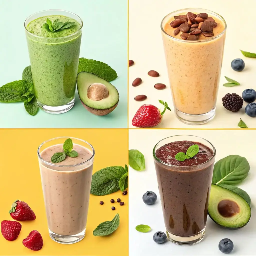 Keto Smoothie: How to Make 5 Creamy Blends for Weight Loss 2 Collage of five colorful keto smoothies in clear glasses