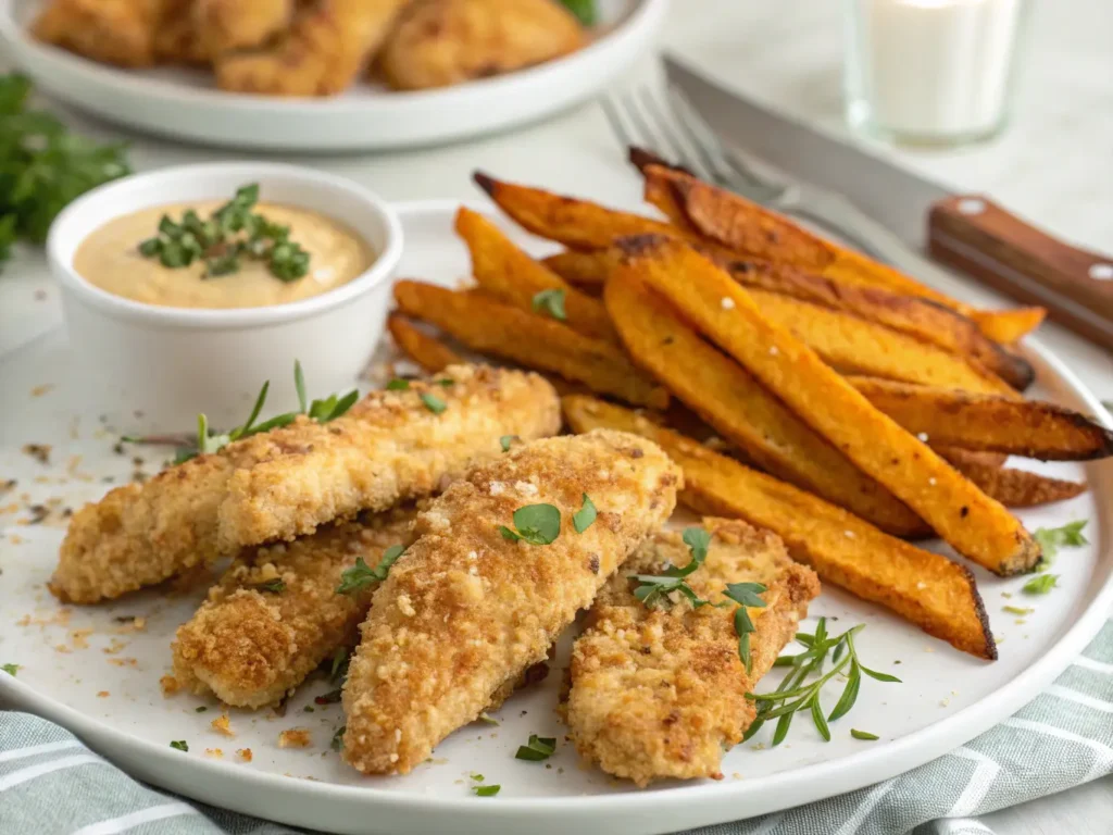 Top 05 gluten free kid friendly dinner recipes 3 Crispy Baked Chicken Tenders with Sweet Potato Fries