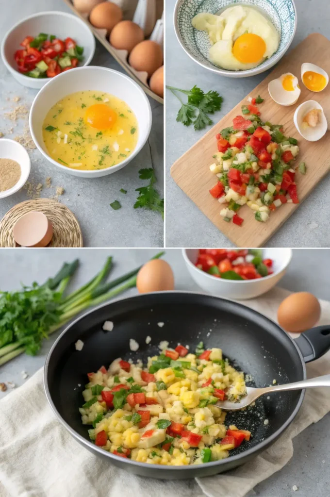 Easy Scrambled Eggs with Vegetables 3 vegetable omelet recipes