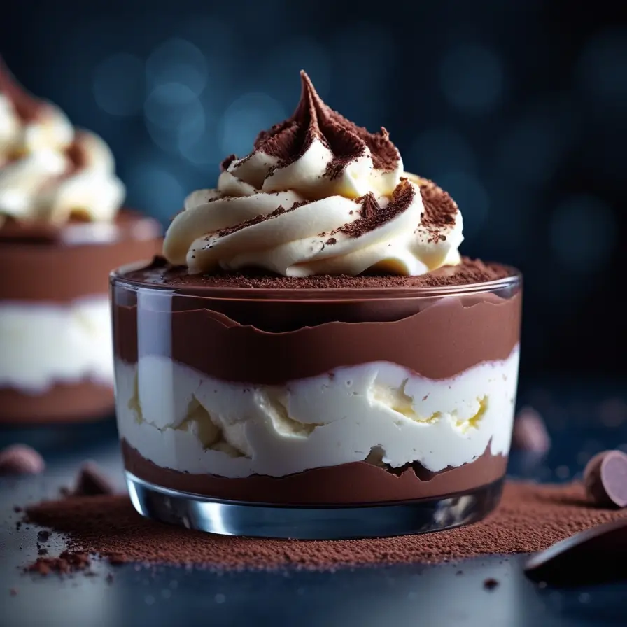 The Ultimate Guide to Keto Chocolate Mousse: 3 Chef-Approved Low-Carb Recipes 7 Rich, layered keto chocolate cream cheese mousse in a glass.